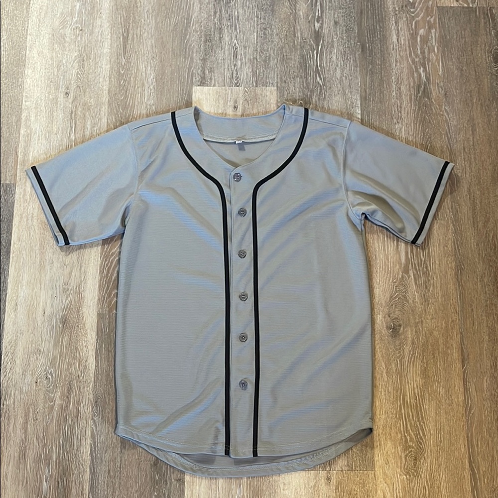 Gray Baseball Jersey with Black Trim